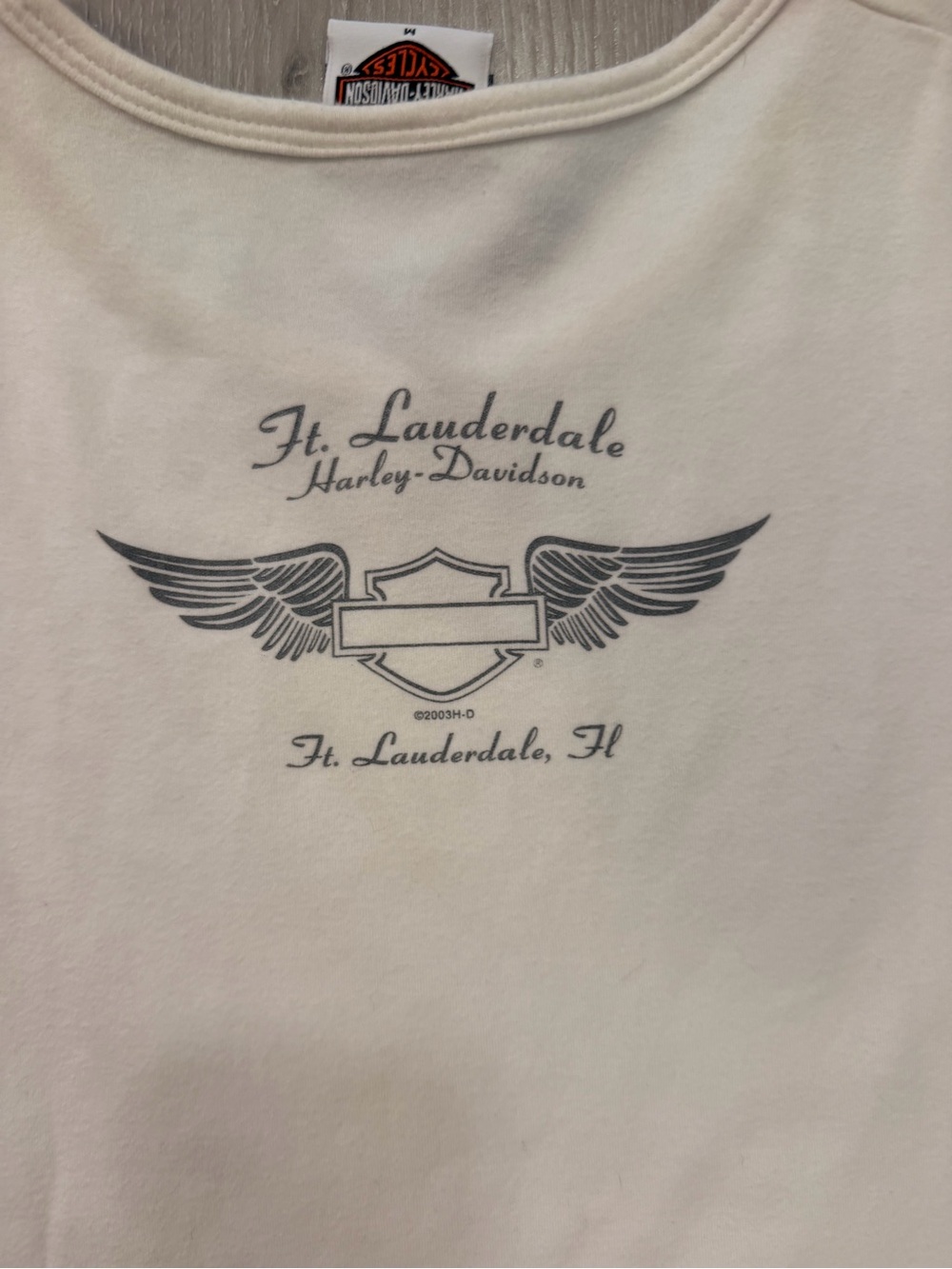 🎰 Vintage Ft. Lauderdale Harley-Davidson Rhinestone Baby Tee 🎰 - Picture 5 of 7
